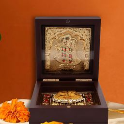 INTERNATIONAL GIFT Gold-Toned Radha Krishna Frame Religious Idol Showpiece-40