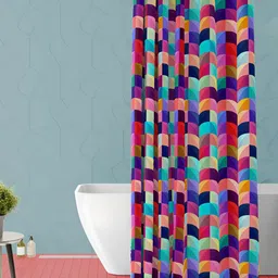 ArtzFolio Pink & Blue Geometric Printed Waterproof Shower Curtain-image-51