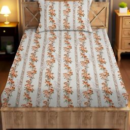 IVAZA Turquoise Blue Geometric 250 TC Single Bedsheet with 1 Pillow Covers-image-96