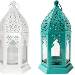 White, Blue Iron Hanging Lantern-23