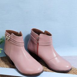 Padchin Women Synthetic Round Toe Block Zipper Closure Boots-image-57