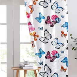 ANA White & Blue Floral Room Darkening Door Curtain-32