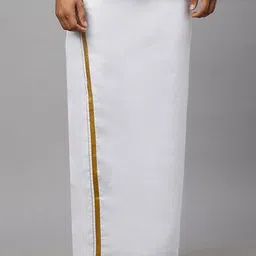 Ramraj Men Solid Adjustable Dhoti with Border image 1