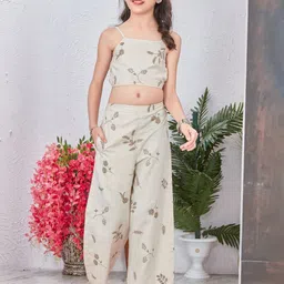 Anneca Floral Embroidered Cotton Crop Top And Palazzo Pant Set-image-45