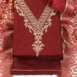 TAVAS EmbroideredChanderi Cotton Unstitched Dress Material-picture-7