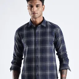 NEVER NEUD Men Regular Slim Fit Earwig Checked Casual Shirt-image-17