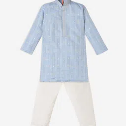 Ethnicity Boys Ethnic Motifs Printed Jacquard Regular Straight Kurta with Trousers-picture-15