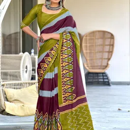 Pandadi Saree Striped Block Print Sarees-picture-42