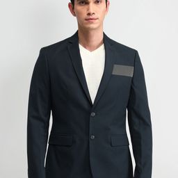 Arrow Notched Lapel Single Breasted Slim-Fit Twill Blazer-image-60