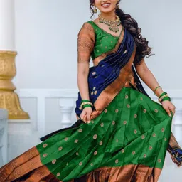 MANMOHITSAREE Woven Design Silk Semi-Stitched Lehenga & Unstitched Blouse With Dupatta-image-19
