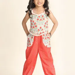 LIL PITAARA Girls Floral Printed Pure Cotton Top with Palazzos-picture-5