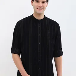 Allen Solly Men Custom Band Collar Vertical Striped Cotton Casual Shirt-image-27