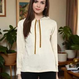 Pannkh Women Solid Hooded Sweatshirt-image-6