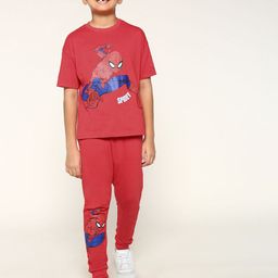 BONKIDS Boys Spider Man Printed Cotton Mid Rise Joggers-19