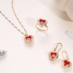 Estailo fashion Gold-Plated Cubic Zirconia Studded Jewellery Set-image-79