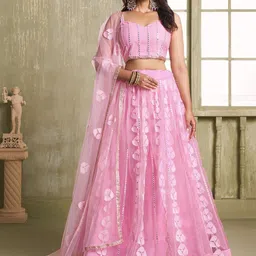 DIVASTRI Embellished Thread Work Semi-Stitched Lehenga & Unstitched Blouse With Dupatta-1