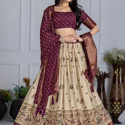 A TO Z CART Printed Ready to Wear Lehenga & Unstitched Blouse With Dupatta-picture-4