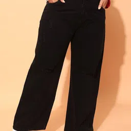 CURVY STREET Women Comfort Flared High-Rise Low Distress Jeans-image-18