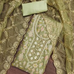 KALINI Embroidered Organza Semi-Stitched Dress Material-image-21