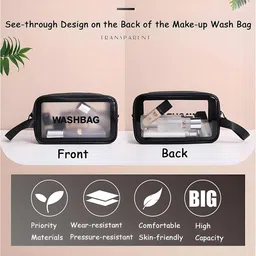 Kuber Industries Black 6 Pieces Makeup Organizer Bags with Zip & Hand Strap image 4