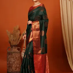 SILKWEAR Ethnic Motifs Zari Banarasi Saree-picture-12