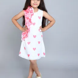 Pink Chick Girls Printed Round Neck Sleeveless Cotton A-Line Dress-picture-12