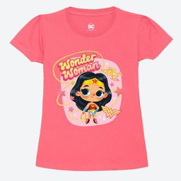 YK Warner Bros Girls Wonder Woman Printed Puff Sleeves Pure Cotton T-shirt-image-63