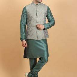 Ethluxis Men Regular Dupion Silk Kurta with Churidar-11