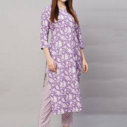 GoSriKi Women Floral Printed Regular Kurta with Trousers & With Dupatta-image-42