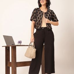 Style Quotient Self Design Open Front Short Sleeves Shrug image 5