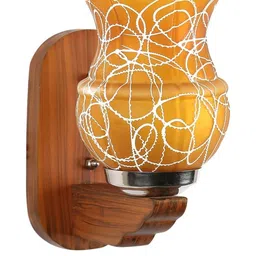 Somil Premium Designer Glass Wall / Night Lamp Elegant & Stylish Dcor Accent for Modern Interiors, color- Yellow, White, Size:- 16.5 X 24 X 27 CM-picture-4