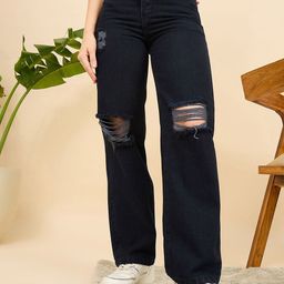 Mast & Harbour Women Classic Relexed Fit High-Rise Highly Distressed Jeans-image-90