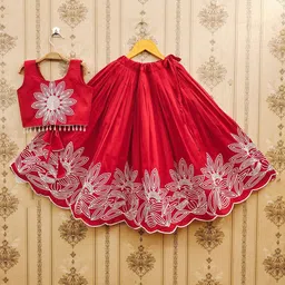 BAESD Girls Embroidered Thread Work Ready to Wear Lehenga &-picture-28