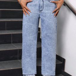 DressBerry Women Comfort Straight Fit High-Rise Light Fade Acid Wash Stretchable Jeans-image-79