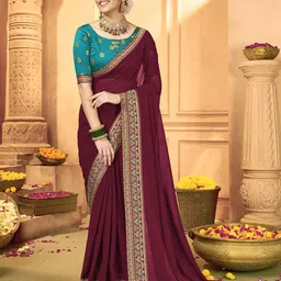 Mitera Embroidered Poly Georgette Saree-picture-47