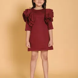 YK Flutter Sleeve Satin A-Line Dress-13