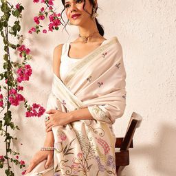 Silk Land Floral Printed Zari Banarasi Saree-19