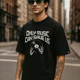Bewakoof Men Typography Printed Round Neck Pure Cotton Oversized T-shirt-picture-27