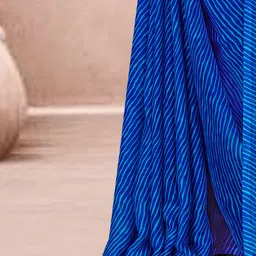 Mitera Striped Pure Chiffon Block Print Saree image 4