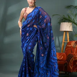 DESH BIDESH Woven Design Silk Cotton Jamdani Saree-image-14