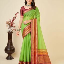 VEDANT VASTRAM Suhani Checked Woven Design Border Zari Kanjeevaram Saree-picture-10