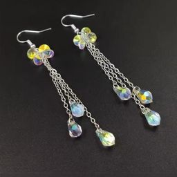 Estailo fashion Artificial Stones Studded Tasselled Contemporary Drop Earrings-image-94