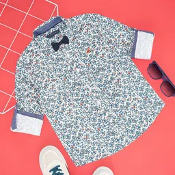 Pantaloons Junior Boys Floral Opaque Printed Casual Shirt-image-90