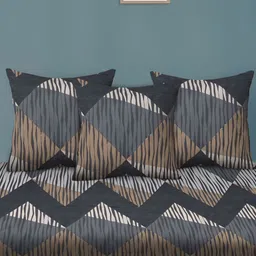 Arrabi 6Pcs Grey & Brown Abstract-Printed Skin-Friendly Superfine Quality Diwan Set image 5