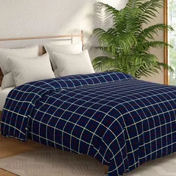 Portico Blue & White Checked AC Room 120 GSM Cotton Double Bed Comforter-picture-23