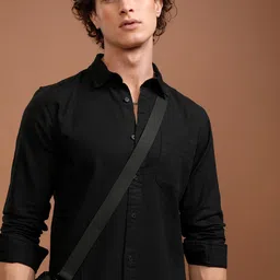 HIGHLANDER Men Button-Down Collar Solid Cotton Casual Shirt-image-53