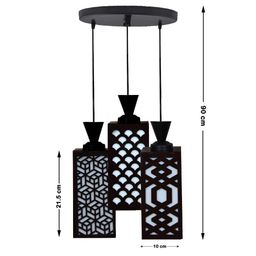 Gojeeva Black & White Textured Wooden Square Shaped Ceiling Lamp-picture-22