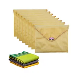 Aura Gold-Toned & Pink 8 Pieces Organza Saree Covers Organisers-29