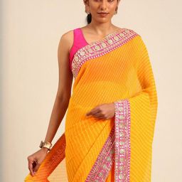 KALINI Leheriya Gotta Patti Poly Georgette Leheriya Saree-image-56