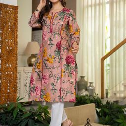 KJFAB Floral Printed Notch Neck A-Line Kurta-image-16